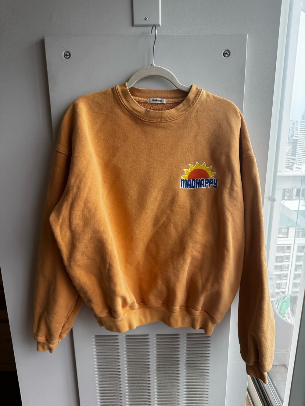 Madhappy Ochre Sun Logo Crewneck Sweatshirt Orange Yellow Size S